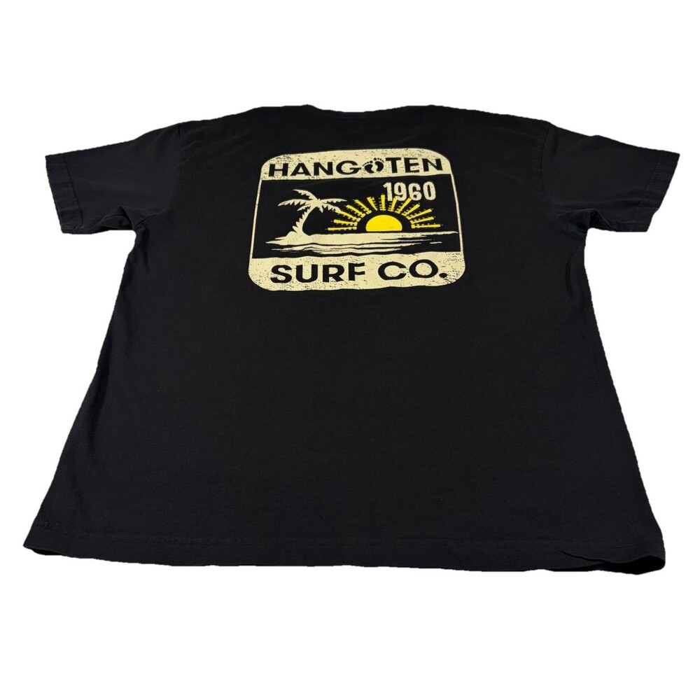 Hang Ten Surf Co T-Shirt Mens Large Black Graphic 1960 Logo Short Sleeve Cotton